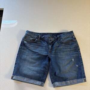 LOFT Denim Jeans Bermuda Shorts Medium Wash Roll Cuff
